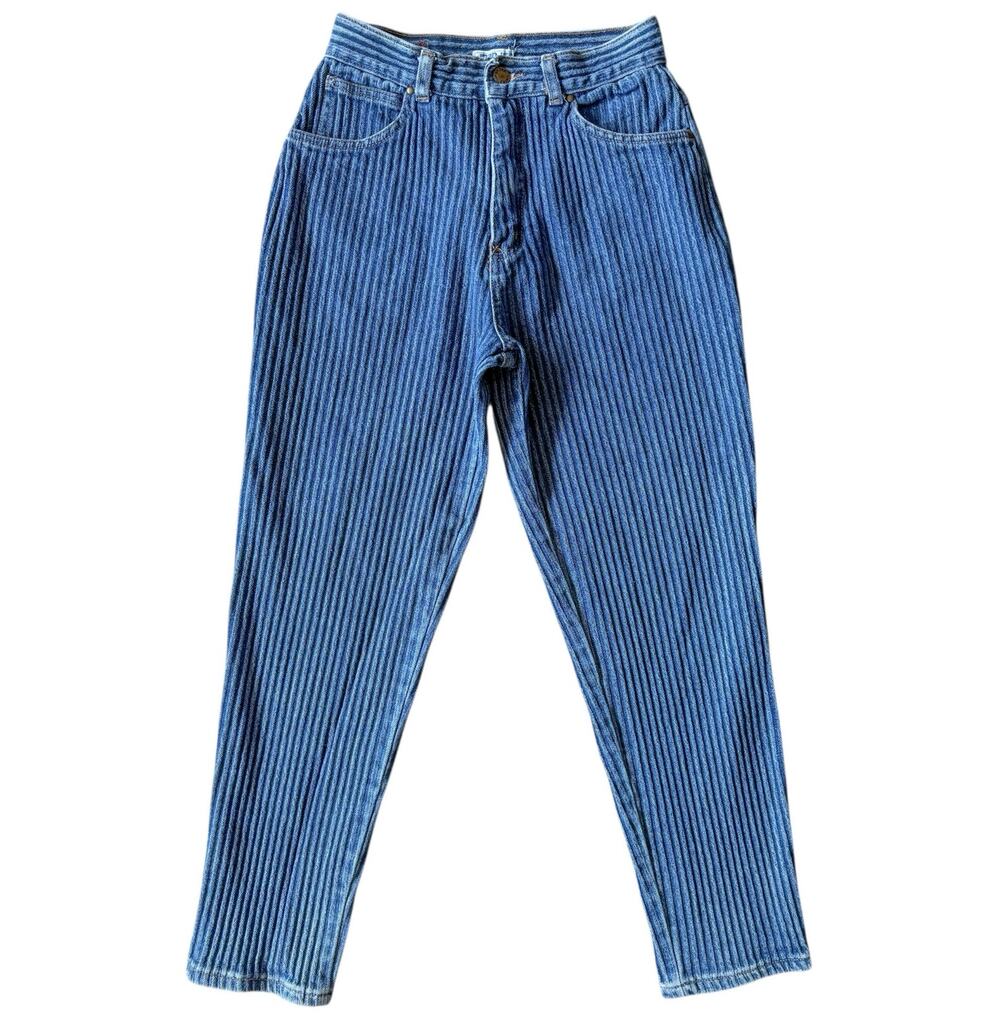 Vintage Ribbed Jeans Denim High Rise Retro 90s Nostalgic Classic Blue Jeanjer